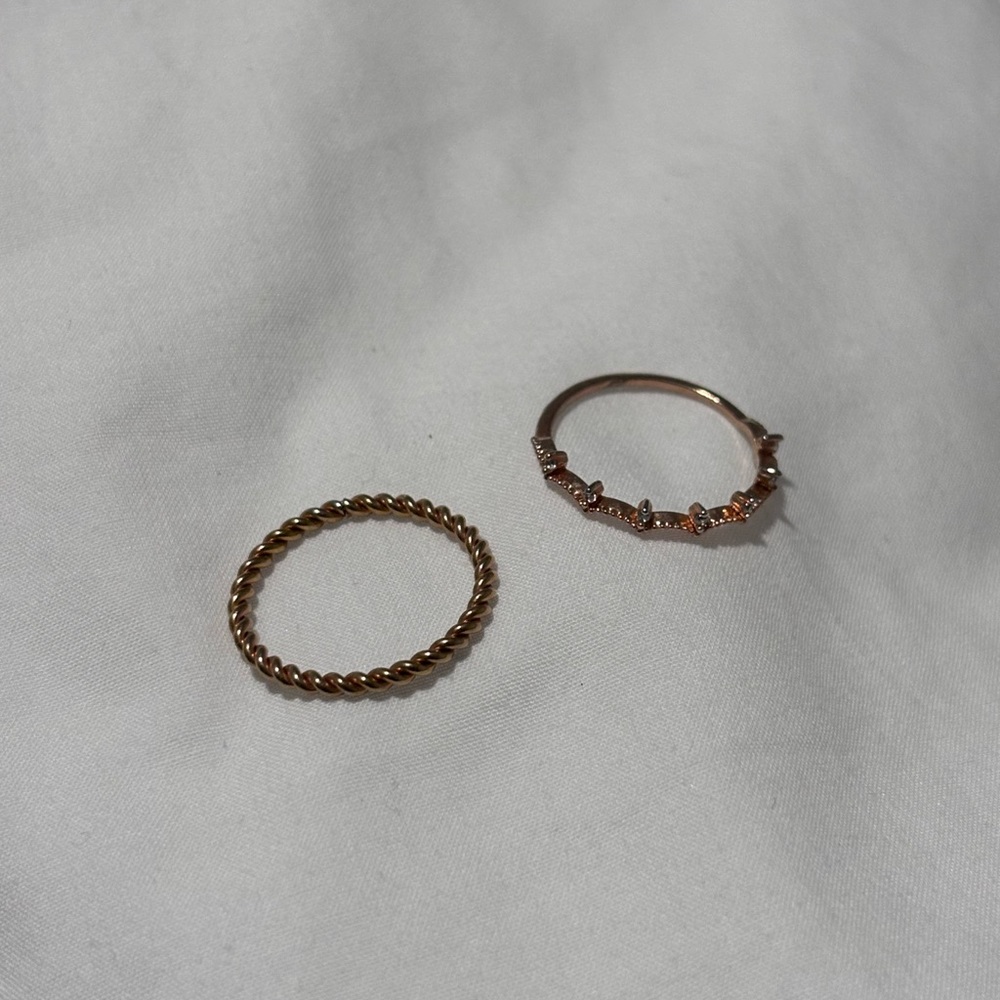 Rose Gold Twisted and Studded Ring Set